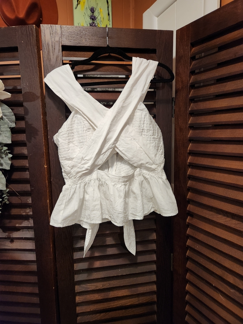 Walter Baker White Crisscross Peplum Tank